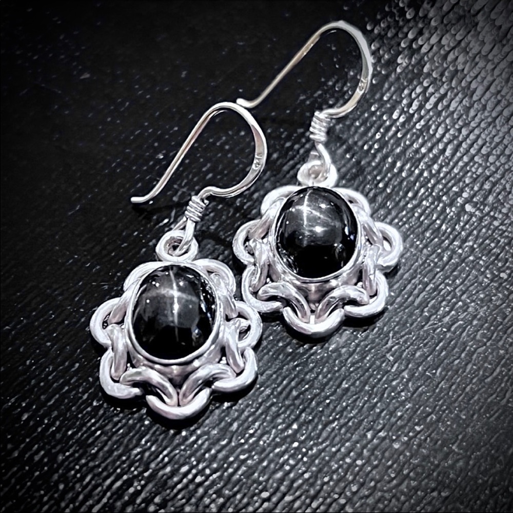 ☃️ Black Star Diopside & Sterling Silver Earrings